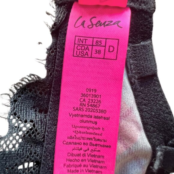 LA SENZA Plaid Lace Women's Bra, Full Coverage / Black + Red / 38D - Picture 9 of 9